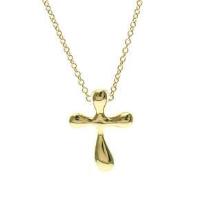Tiffany Small Cross Necklace Yellow Gold (18K) No Stone Men,Women Fashion Pen...